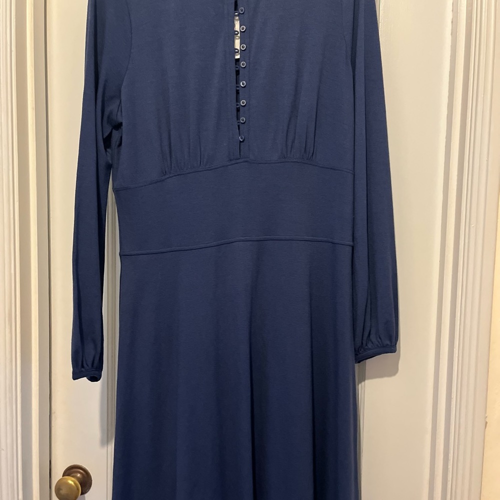 Talbots Navy Blue Long Sleeve Midi Dress
